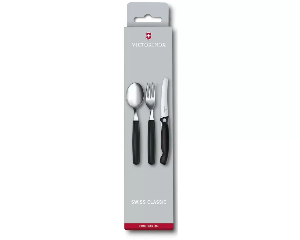 Victorinox Besteck-Set Swiss Classic 3-teilig, Schwarz/Silber