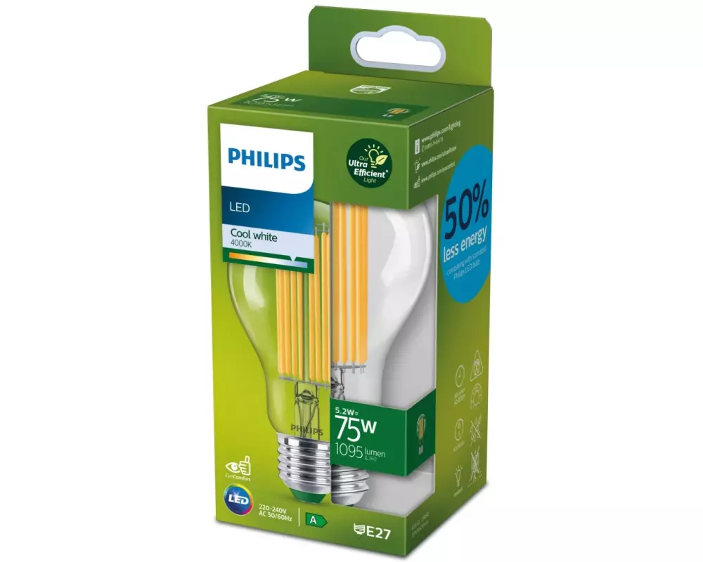 Philips Lampe 5.2W (75W) E27, Tageslichtweiss (Kaltweiss)