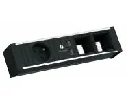 Bachmann VENID 1xCH T13 1xUSB Charger black with thermal fuse 10A 229 mm 4-way with Wieland GST18 plug connector