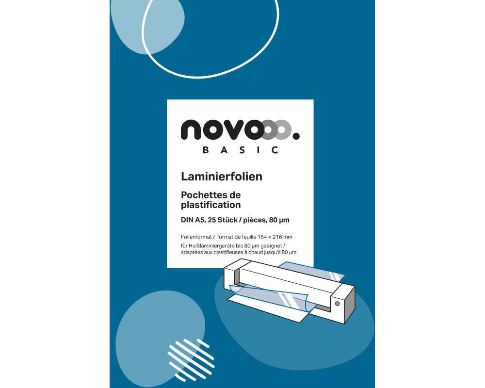 NOVOOO Laminierfolie A5 47010000 glanz, 80my 25 Stück