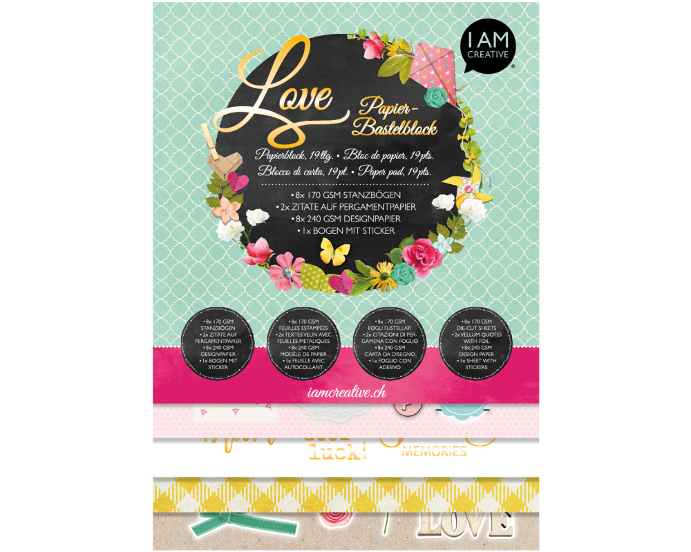 I AM CREATIVE Papier Bastelblock 4087.597 Love A4