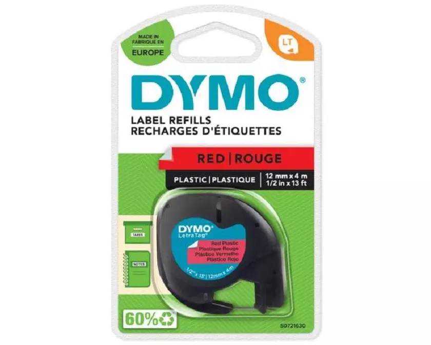DYMO LetraTag Schwarz auf Rot