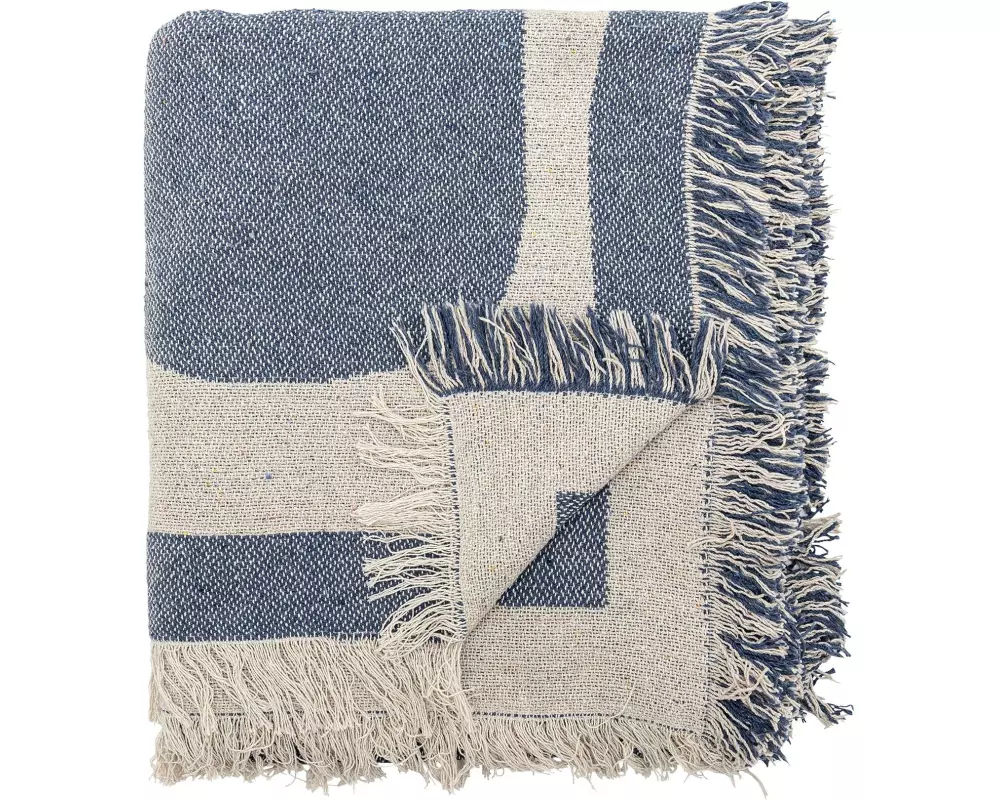 Bloomingville Decke Ethan 160 x 130 cm, Blau/Weiss