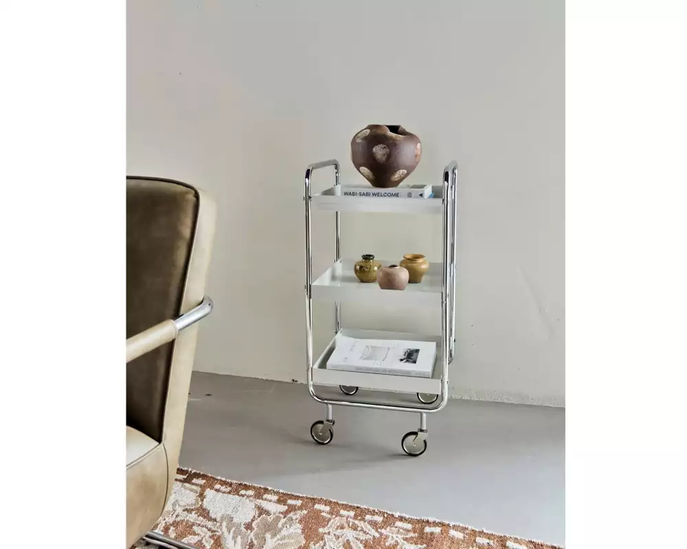 House Doctor Bartrolley HDRoll, 42 x 38 x 85 cm, Silber / Weiss