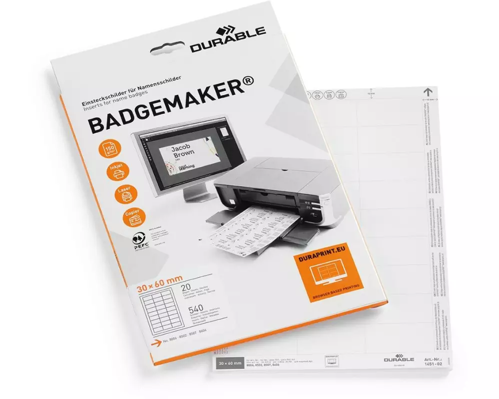DURABLE Namensetiketten 30 x 60 mm, 540 Stück
