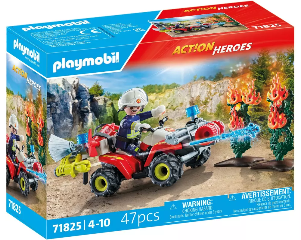 Playmobil Action Heroes Feuerwehr Quad löscht Heckenbrand 71825