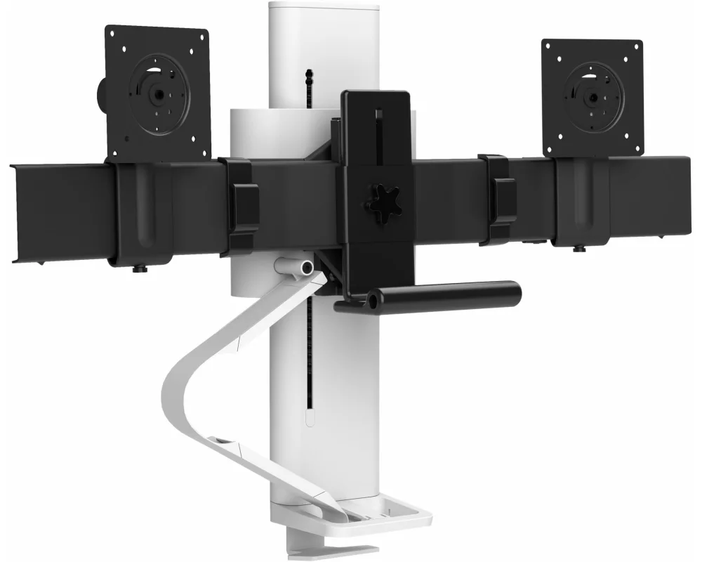 ERGOTRON TRACE Desk Dual Monitor Mount with Slim-Profile Clamp white