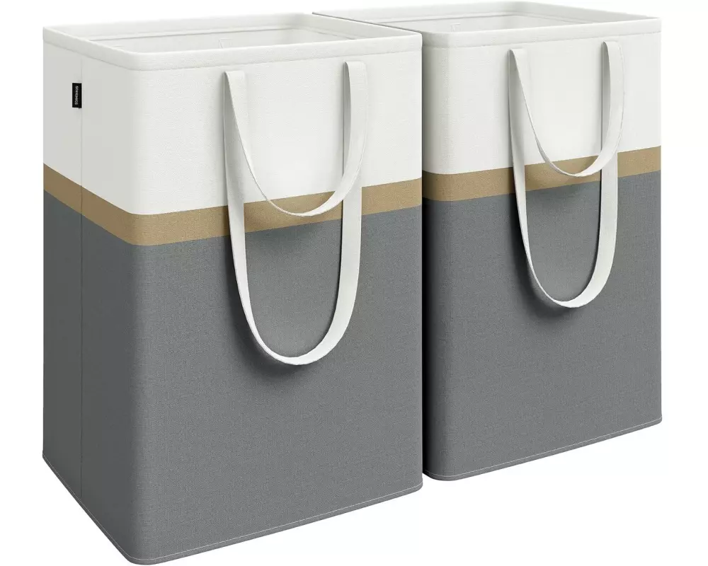 Songmics Wäschekorb 2-er Set 110 l, Weiss