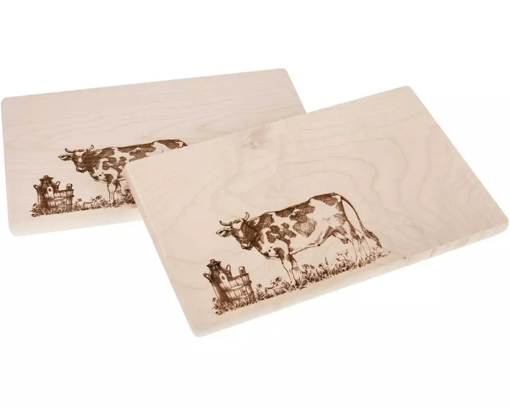 creanorm Schneidebrett FSC Ahorn Kuh auf Weide, 26 x 15 cm