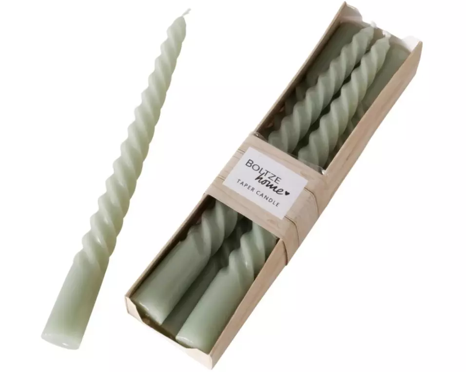 Boltze Stabkerze Twisto 6er Set, Hellgrün