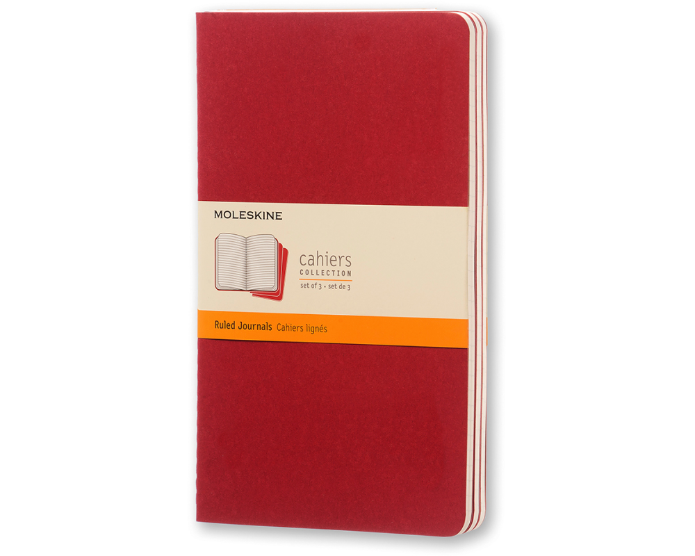 MOLESKINE Notizheft Cahier A5 101-4 liniert, rot 3 Stück