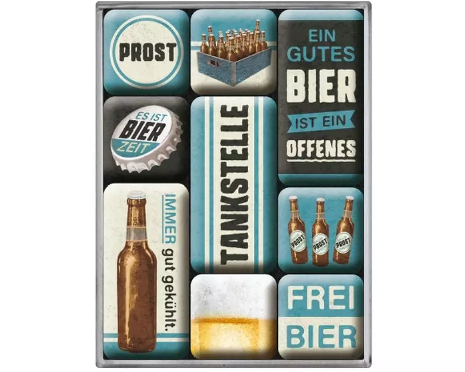 Nostalgic Art Magnet-Set Tankstelle Bier 1 Stück, Mehrfarbig