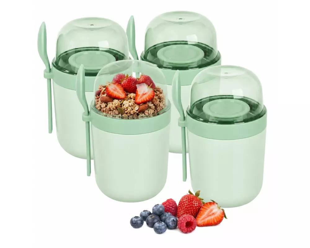 relaxdays Lunchpot to go, 4er Set, Grün