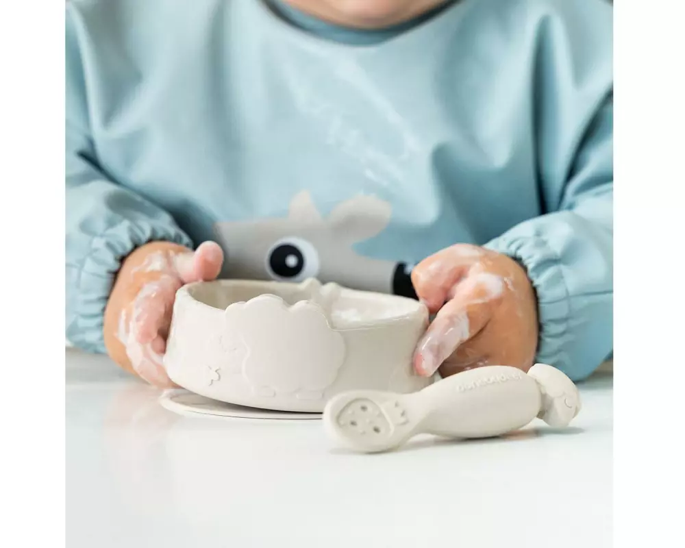 done by deer Kindergeschirrset Stick&Stay Esslernset Sheepy Sand