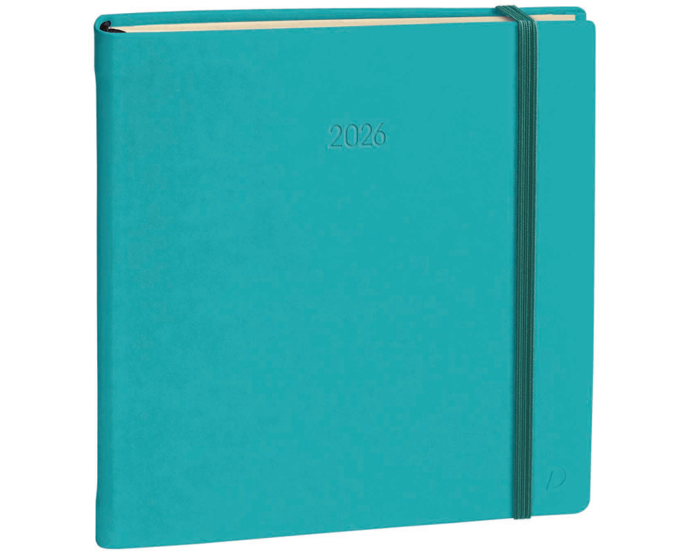 QUO-VADIS Agenda Exec. Prest. Silk 2026 905494Q 1W/2S türkis ML 16x16cm