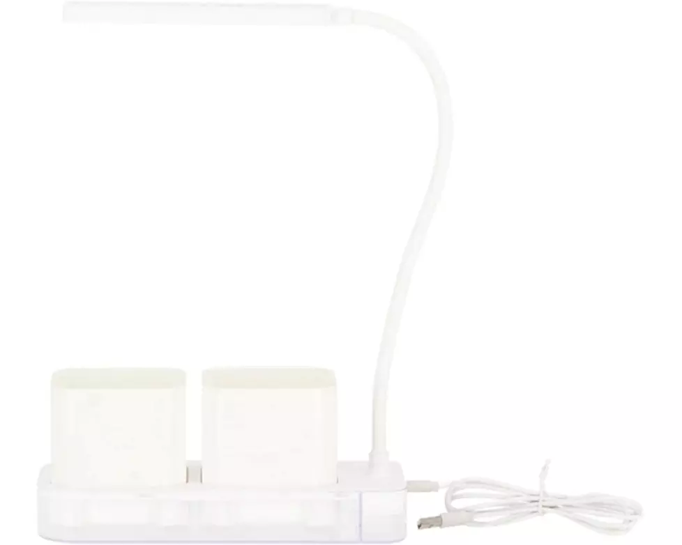 Esschert Design Pflanzenlampe Kunststoff 2 Töpfe Weiss USB
