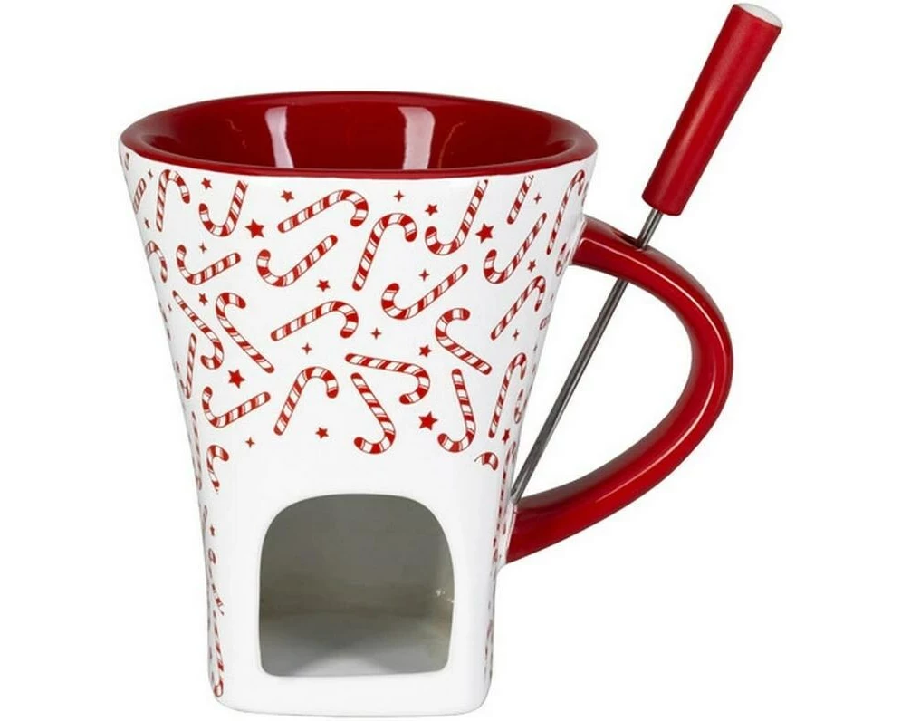 Nouvel Schokoladenfondue-Set Candy Sticks 2 Teile, Rot/Weiss