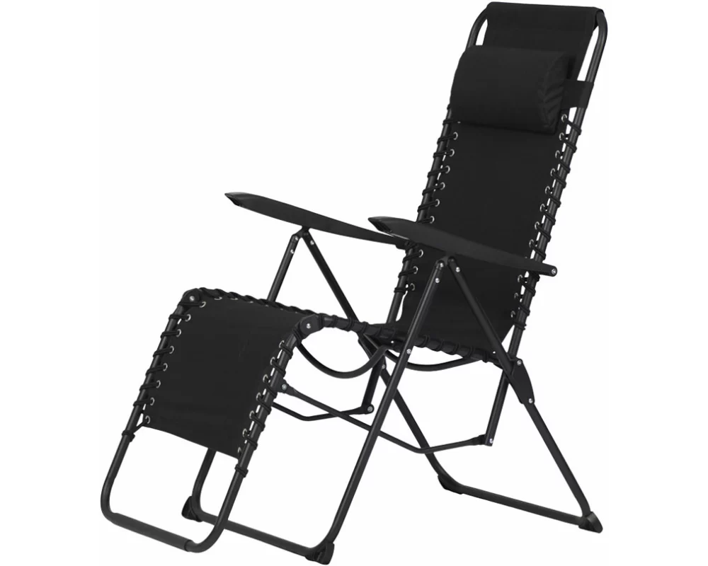 Garten Relaxstuhl mit Kopfpolster schwarz