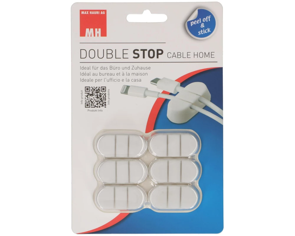 Max Hauri Kabelhalter Double Stop Set 6 x Weiss, 1 Stück
