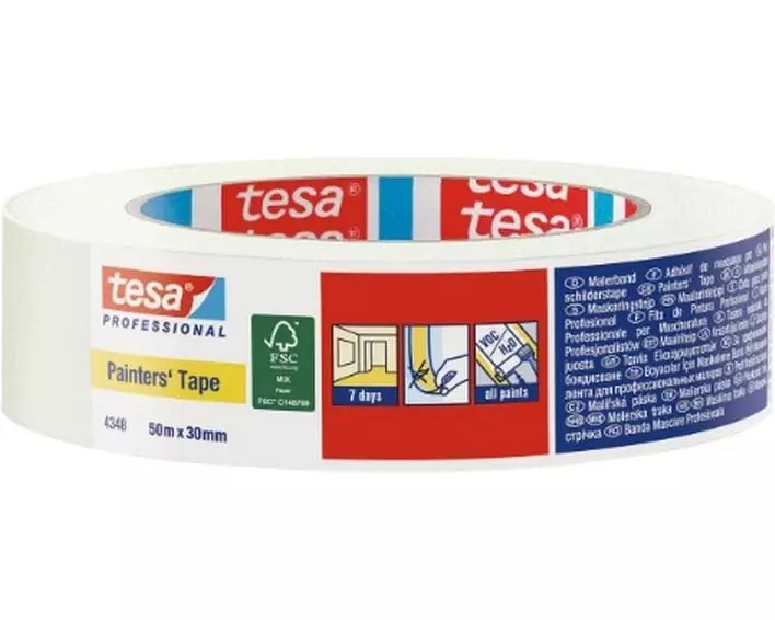 tesa Malerband Krepp Painters Tape 50m x 50 mm, Chamois