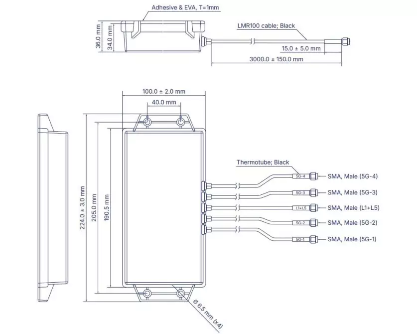 Teltonika 5G Combo Mobile/GNSS SMA Antenne