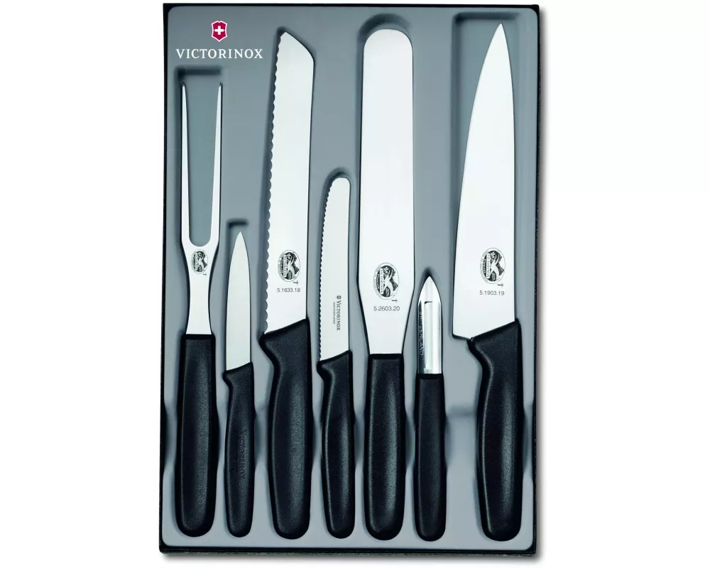 Victorinox Messer-Set 7-teilig, Silber/Schwarz