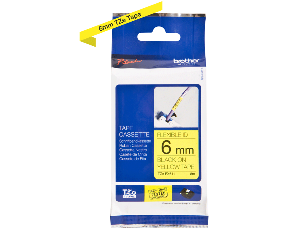 Brother Beschriftungsband TZe-FX611 Schwarz auf Gelb