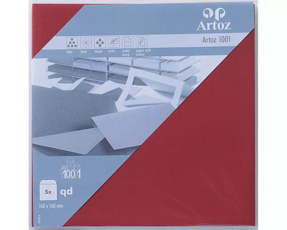Artoz Couvert 1001, 16 x 16 cm, 5 Stück, Weinrot