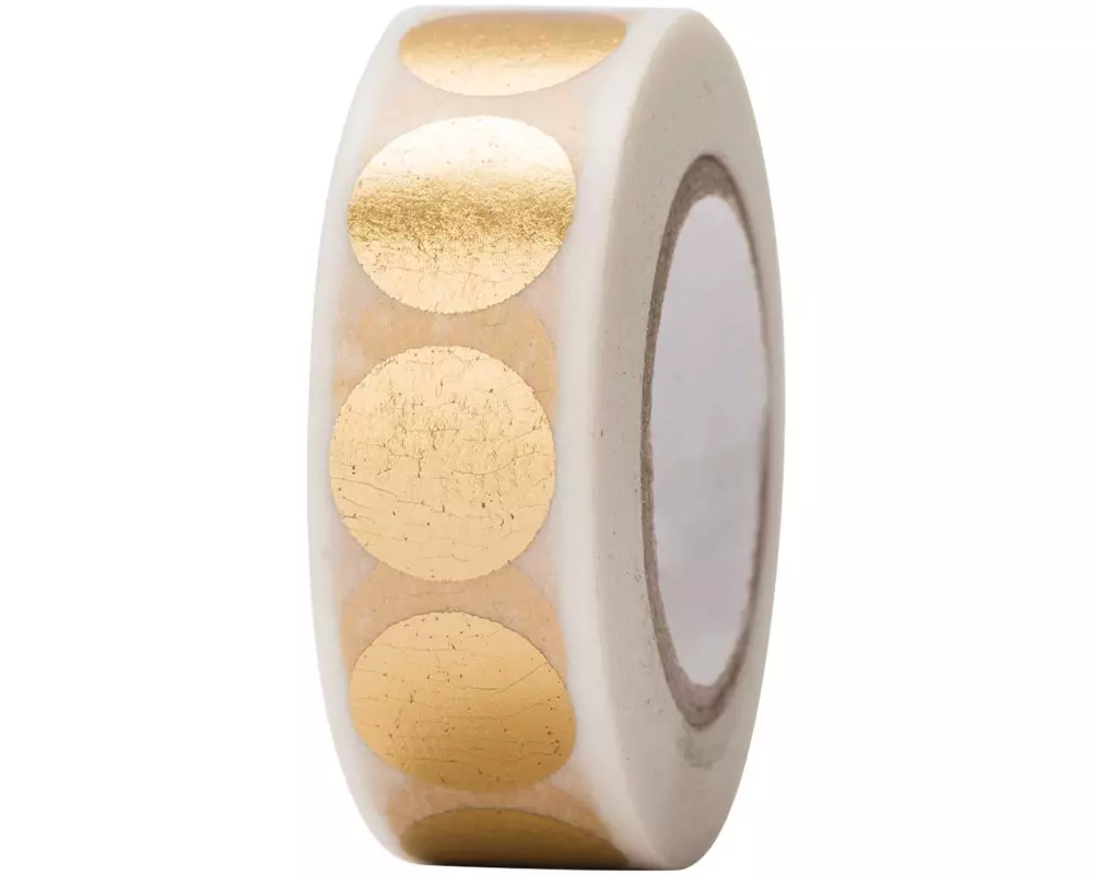 Rico Design Washi Tape Punkte 1.5 cm x 10 m, Gold