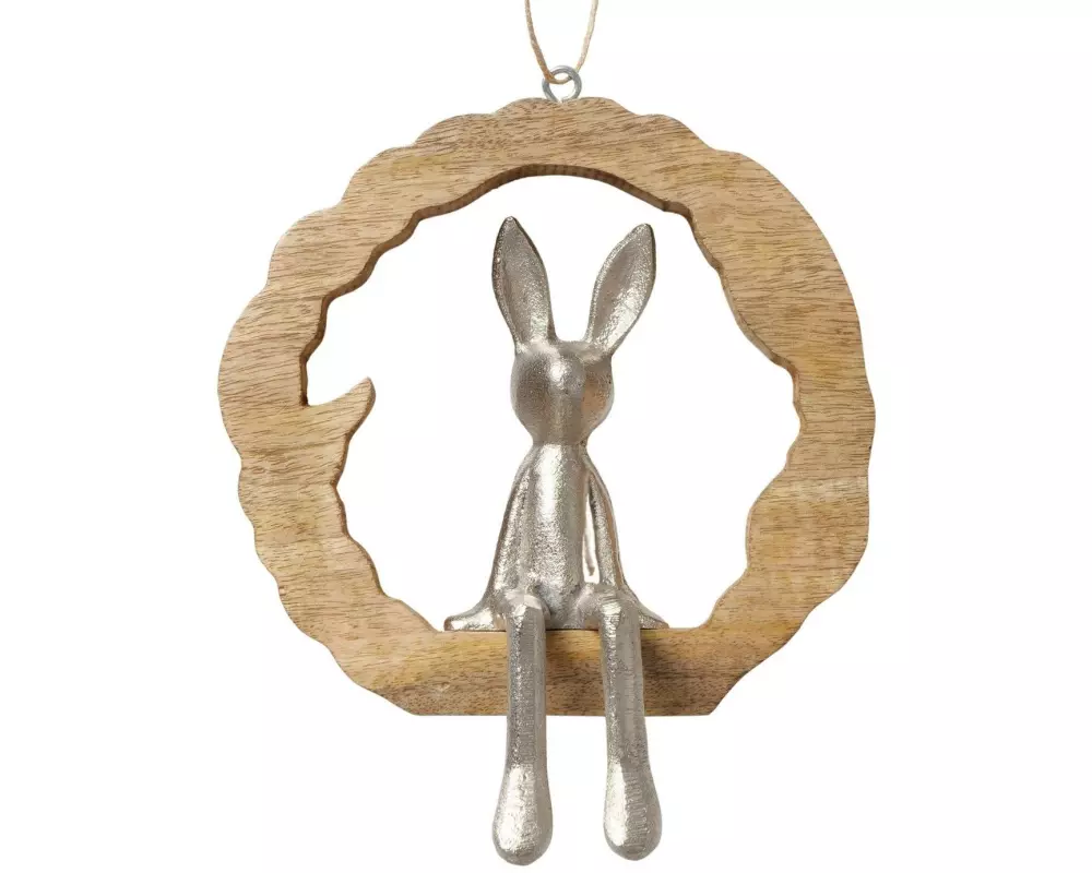 Boltze Aufhänger Hase Kani, Mangoholz / Metall