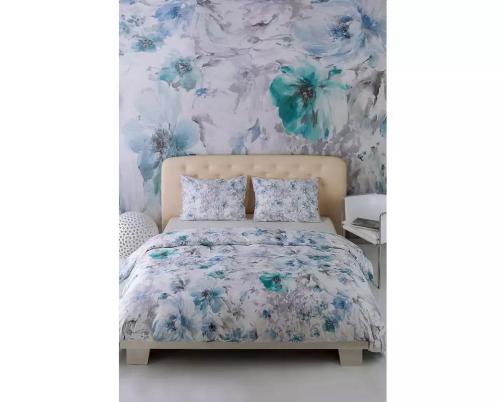 Mirabello Kopfkissenbezug Fleurs 50 x 70 cm, Blau/Weiss