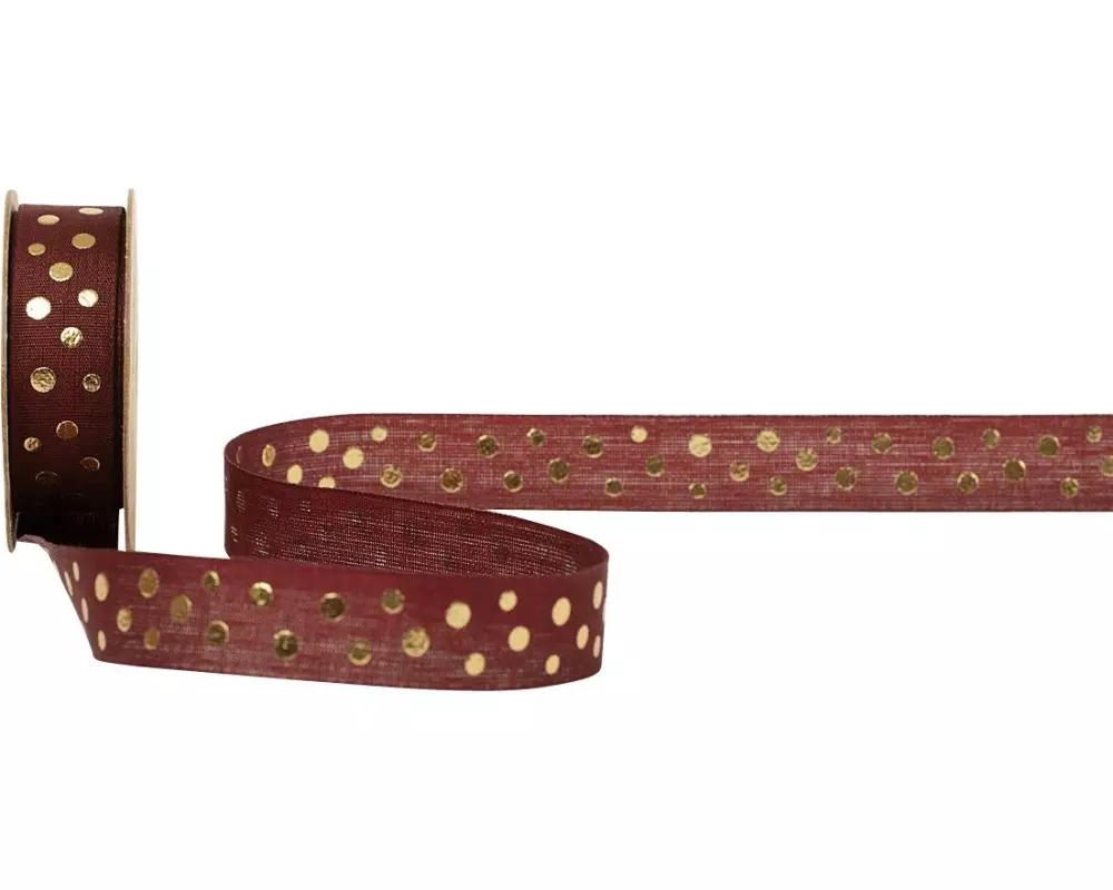 Spyk Spyk Geschenkband Golda 16 mm x 3 m, Bordeaux/Gold