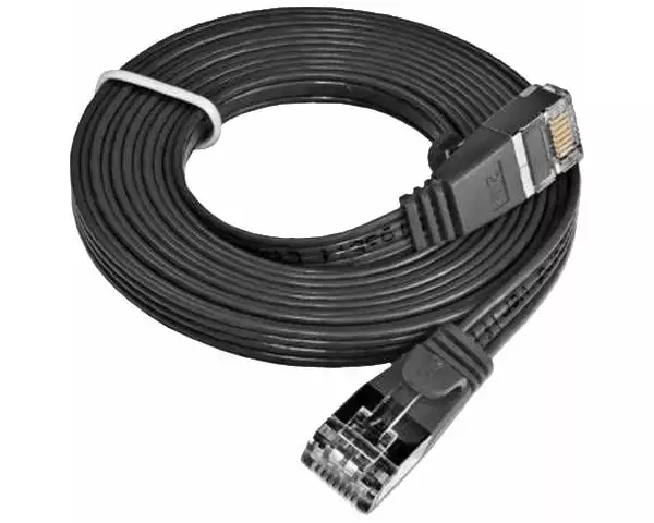 SLIM Slimpatchkabel RJ-45 - RJ-45, Cat 6, STP, 1 m, Schwarz