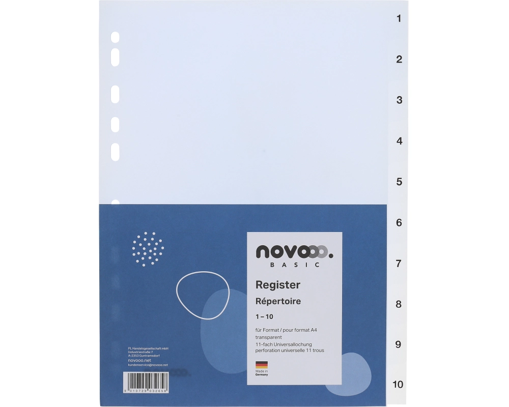 NOVOOO Register PP A4 41004 transparent 1-10