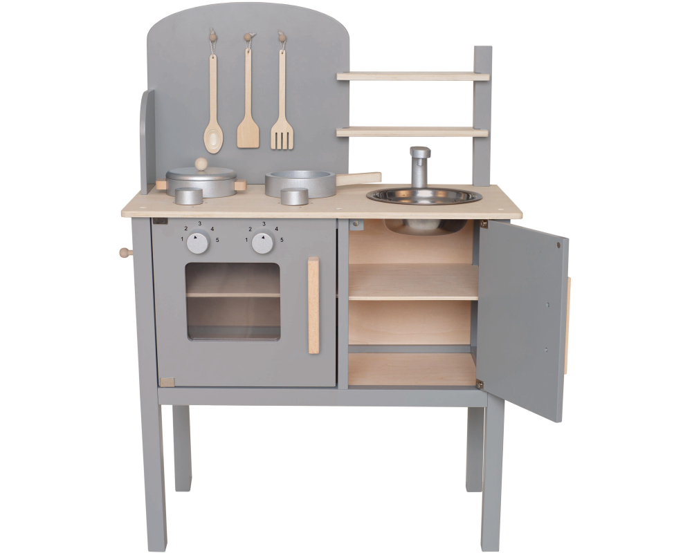 JABADABADO Küche grau W7205 m.Topf und Pfanne 55x32x72cm