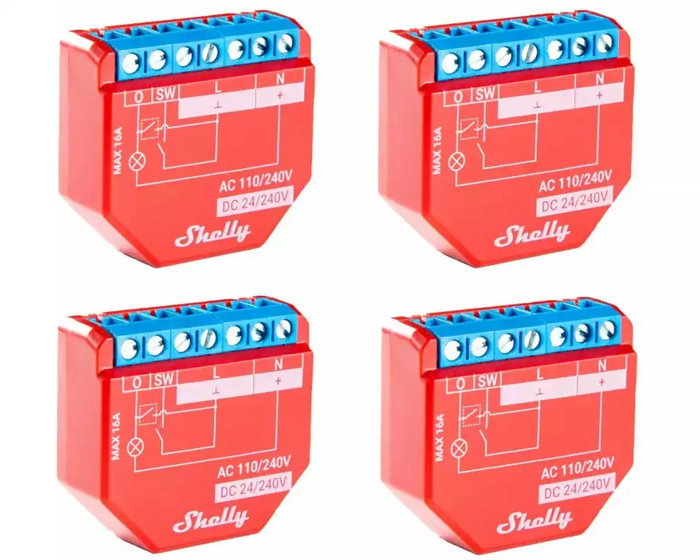 Shelly WLAN-Schaltaktor Shelly Plus 1PM WiFi-Switch, Viererpack