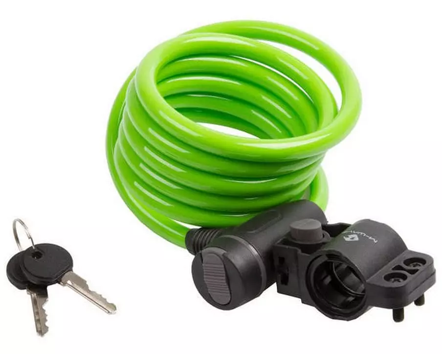 M-Wave Spiralkabelschloss mit Clip-on-Halt 1800 x 10 mm, Grün