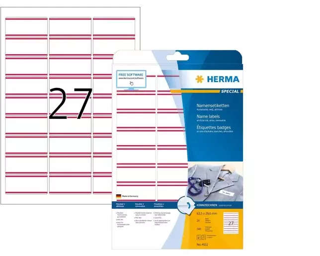 HERMA Namensetiketten 4512 63.5 x 29.6 mm, Rot