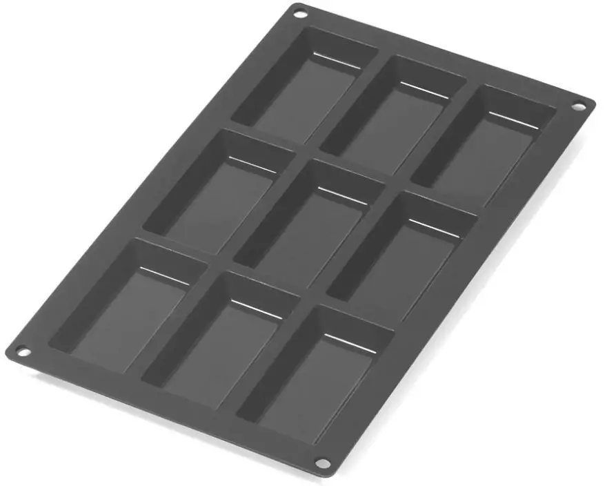 Lékué Financierbackform Silikon, Schwarz, 9 Mulden