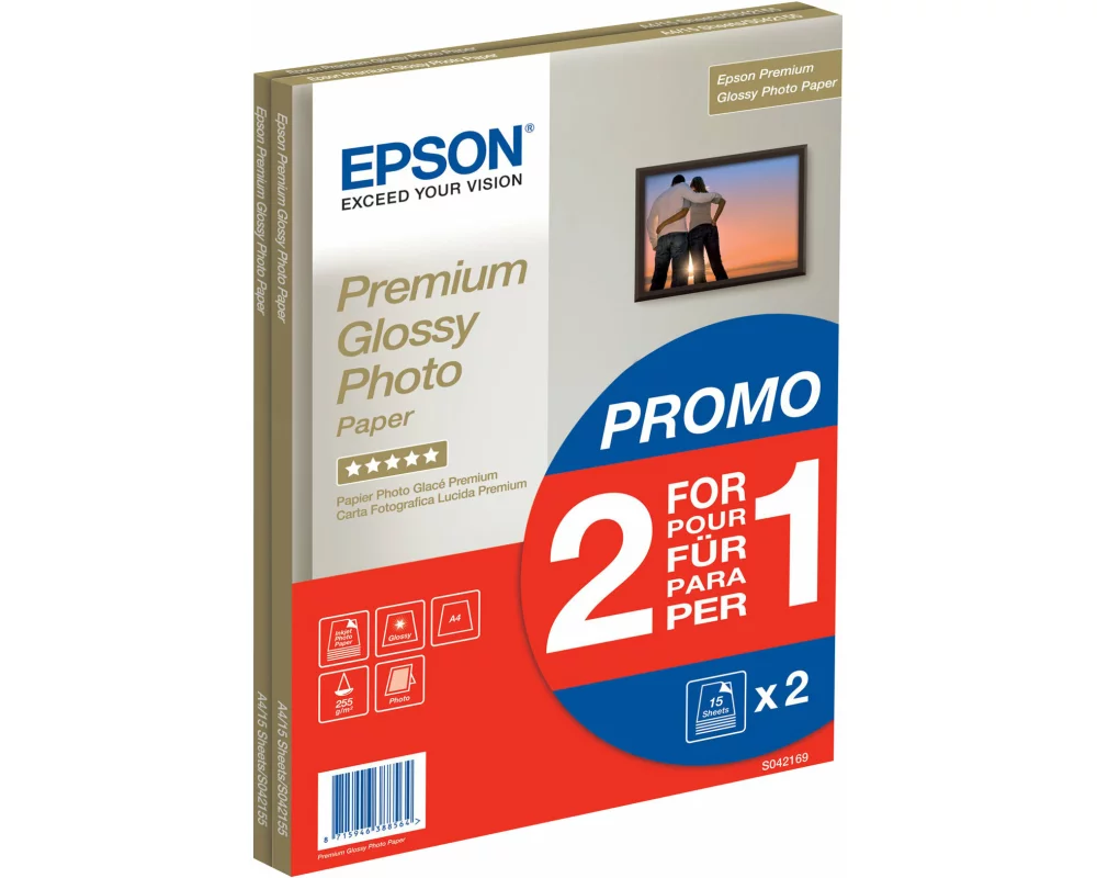 Epson Premium glossy Photo Paper inkjet 255g/m2 A4 2x15 sheet BOGOF