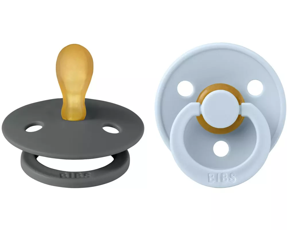 Bibs Nuggi symmetrisch Latex 2er Set Iron/Babyblue 0-6 Mt.