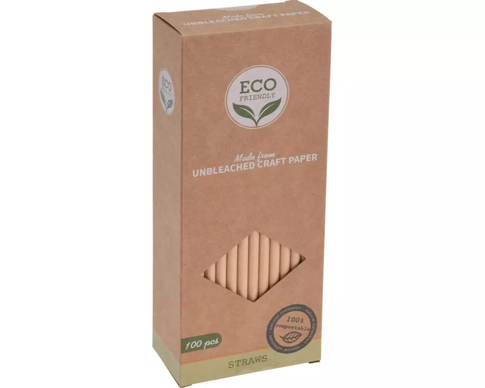 FURBER Strohhalm Papier 100 Stück, Braun