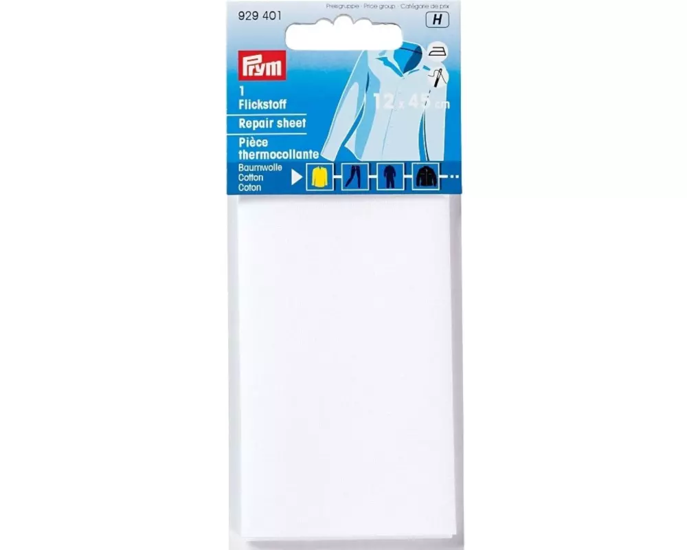 Prym Flickstoff 12 x 45 cm, aufbügelbar, Weiss