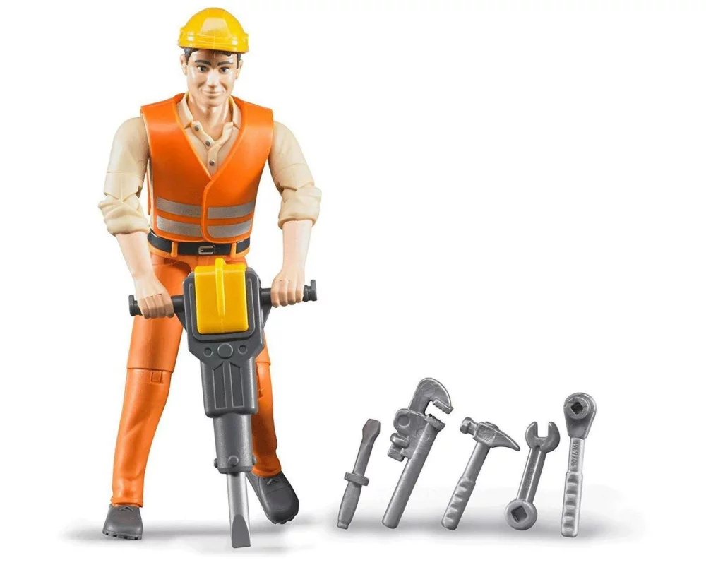 Bruder Spielwaren Spielzeugfigur Bauarbeiter mit Zubehör
