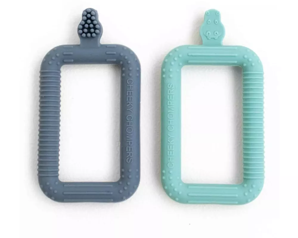 Cheeky Chompers Baby-Zahnbürste für Anfänger 2er Pack 2er Pack, Blau/Türkis