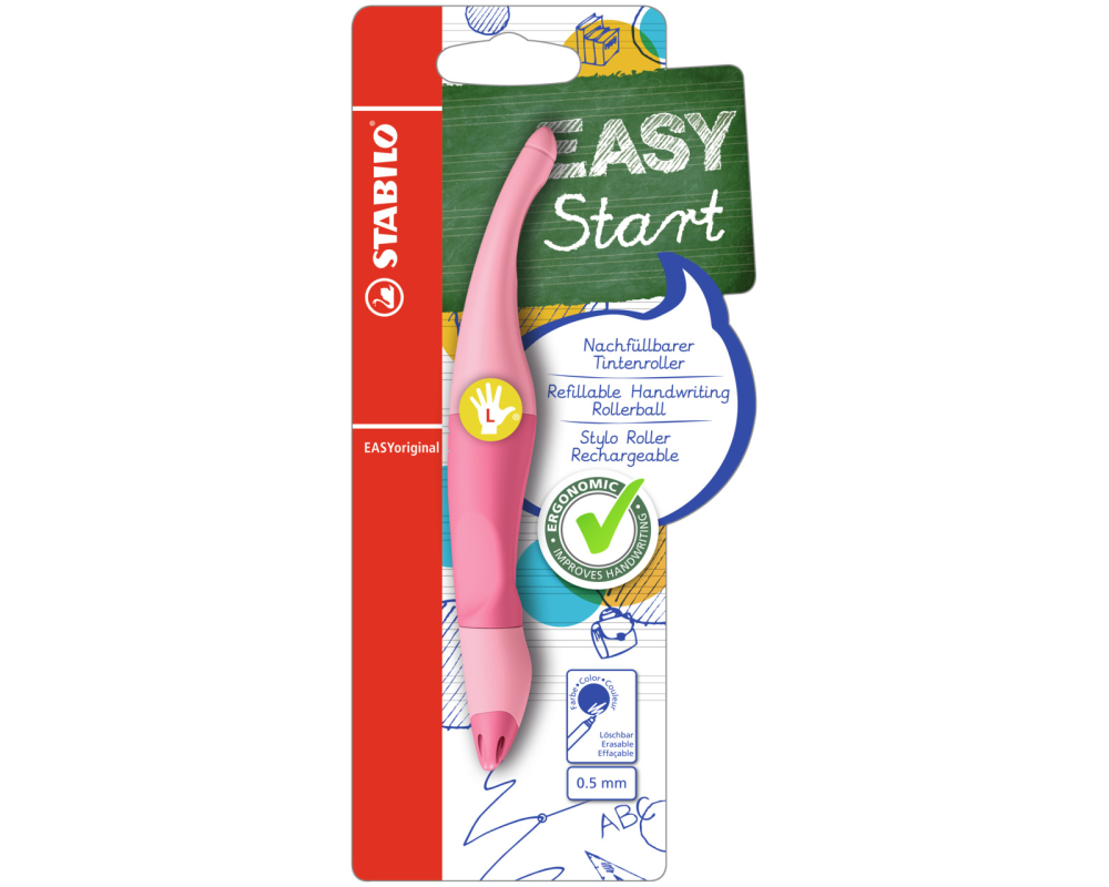 STABILO Tintenroller Easy Original B-58465-3 pastell pink, Linkshänder