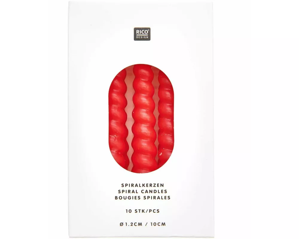 Spiralkerzen, Rot, 10 Stk, Ø 1,2 cm x 10 cm hoch