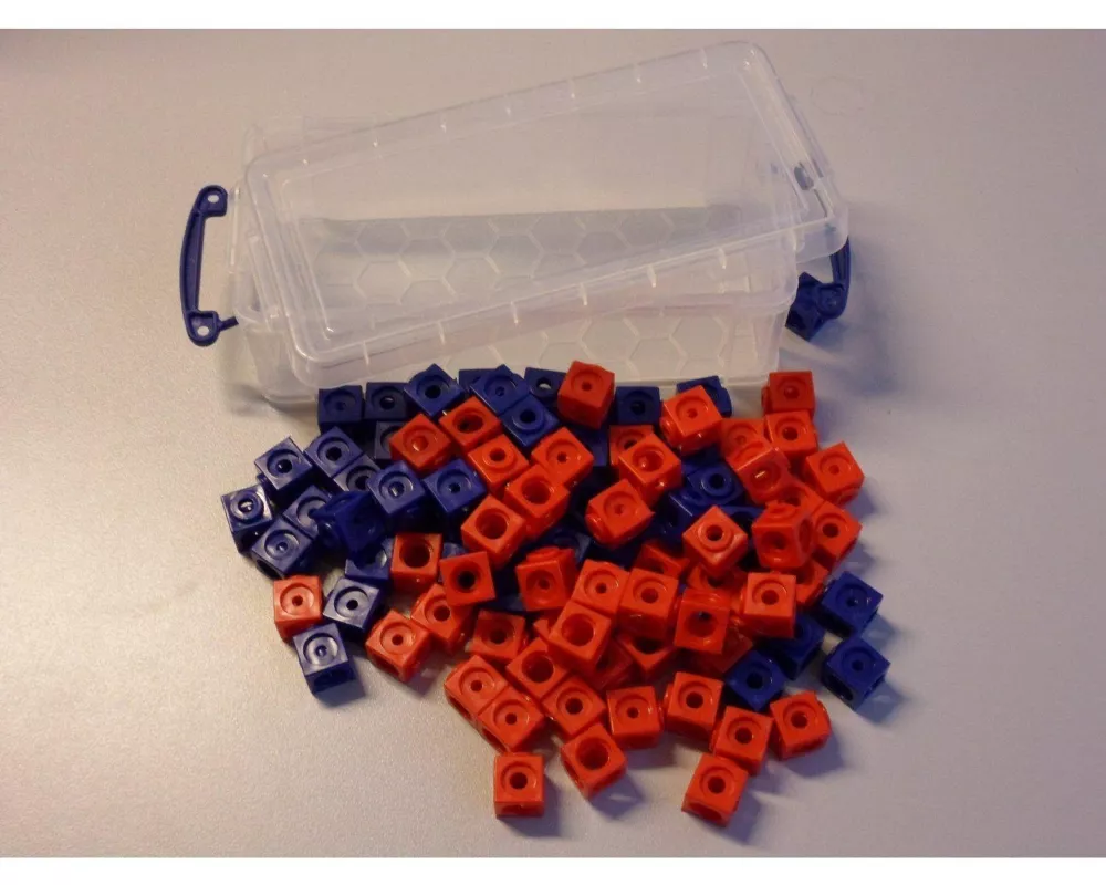 100 Steckwürfel rot/blau in der Box