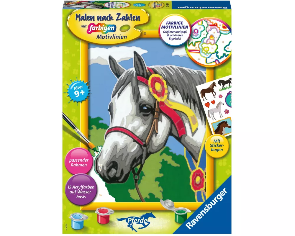 CreArt, Malen nach Zahlen Kinder - Stolzes Turnierpferd