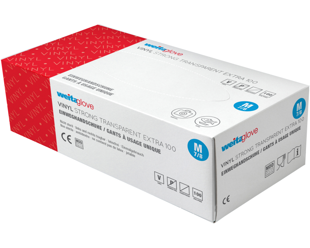 WEITA Einweghandschuhe Vinyl Gr. M 344651 Strong, transparent 100 Stück